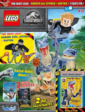 LEGO® Jurassic World™ | N°12 | Ranger avec jetpack + raptor + carte or
