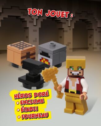LEGO® Minecraft™ | N°14 Super | Héros doré + enclume + établi + fourneau
