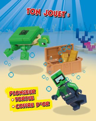 LEGO® Minecraft™ | N°14 Plus | Plongeur + tortue + coffre d’or