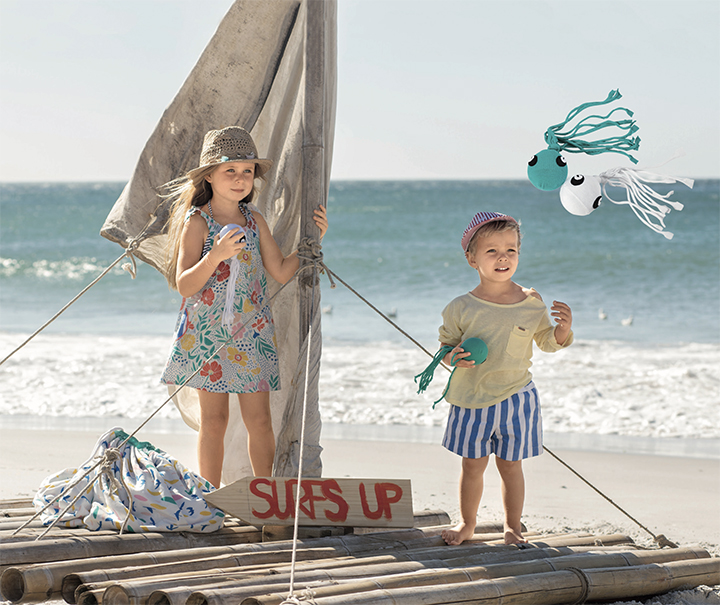
Robe fleurie, t-shirt et short rayé, jouet poulpe - Burda Style Juillet 2017
