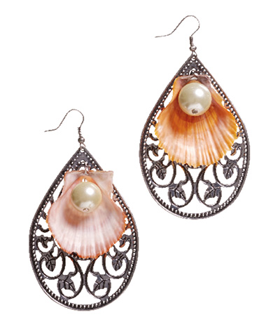Boucles d'oreilles avec un coquillage - Burda Style Août 2016